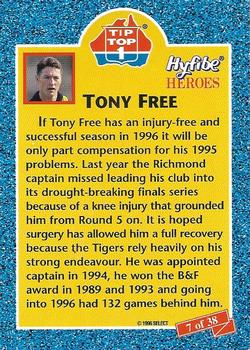 1996 Select Tip Top Hyfibe Heroes #7 Tony Free Back